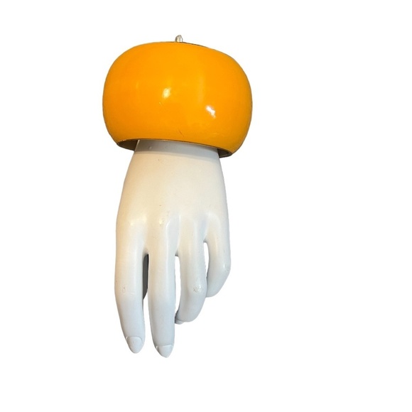 Brass and Butterscotch Enamel Round Bangle Bracelet - Picture 1 of 7